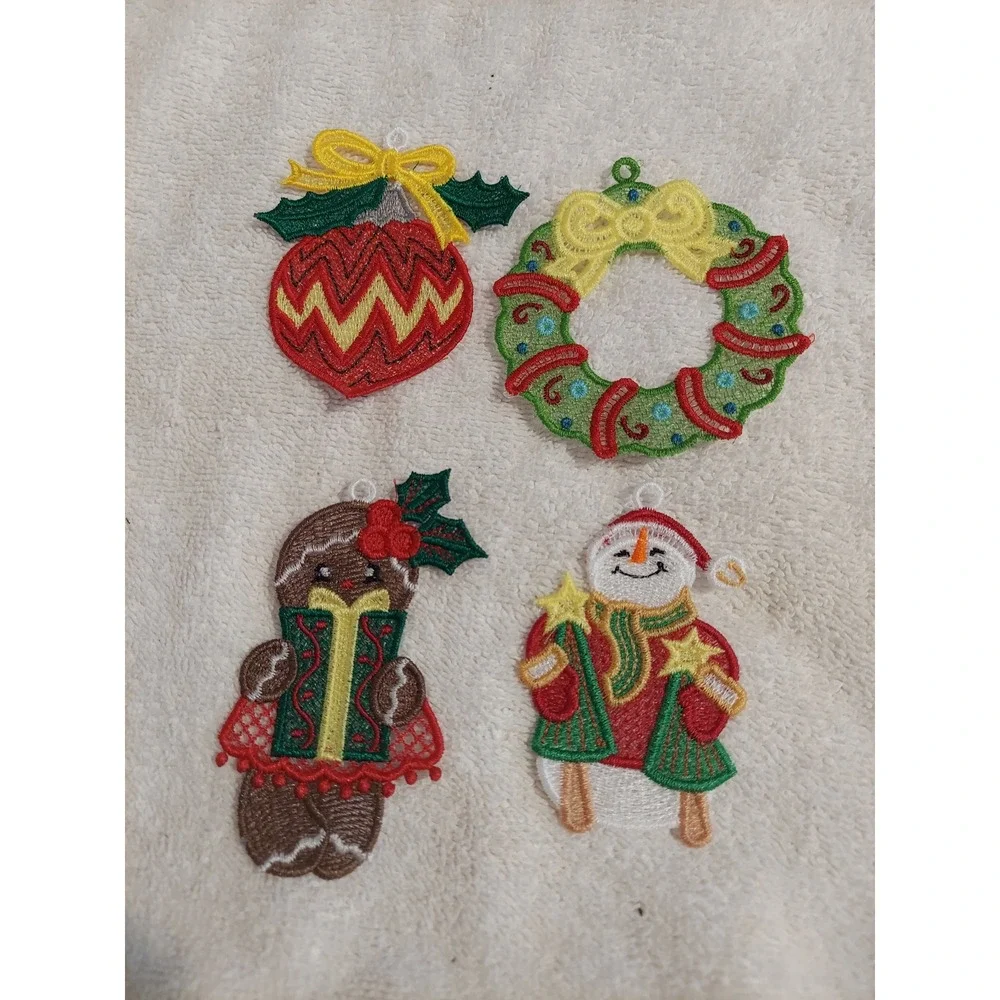 Embroidered Christmas Ornaments‎ Set Handmade Holiday Tree Decorations